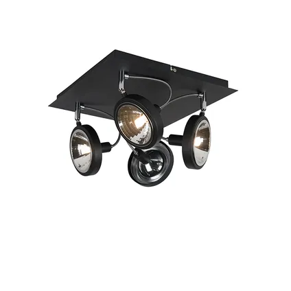 QAZQA Spot design noir 4 lumières réglable - Nox 2