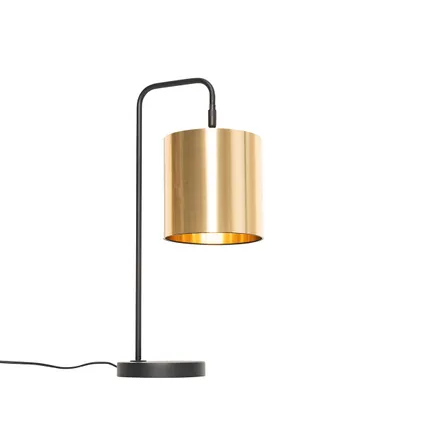 QAZQA Moderne tafellamp zwart met goud - Lofty 2