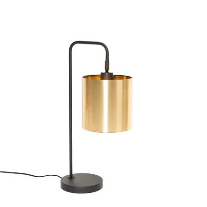 QAZQA Moderne tafellamp zwart met goud - Lofty 8