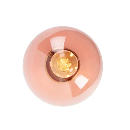 QAZQA Art deco plafondlamp messing met roze glas - Pallon 6