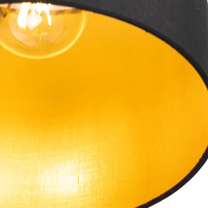 QAZQA Plafonnier noir avec intérieur doré 5 lumières - Multidrum 3