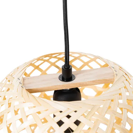 QAZQA Oosterse hanglamp zwart met bamboe - Rayan 6