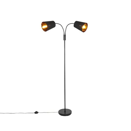 QAZQA Moderne vloerlamp zwart 2-lichts - Carmen 2