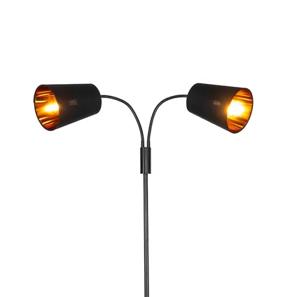 QAZQA Moderne vloerlamp zwart 2-lichts - Carmen 3