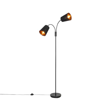 QAZQA Moderne vloerlamp zwart 2-lichts - Carmen 7