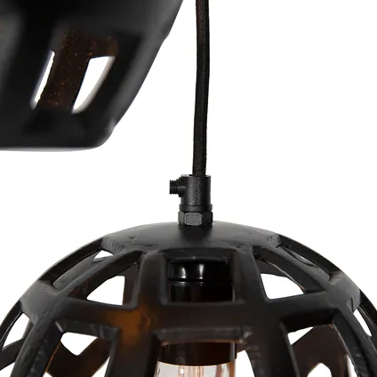 QAZQA Industriële hanglamp zwart rond 3-lichts - Bobby 10