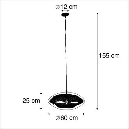 QAZQA Lampe à suspension design noir avec or 60 cm - Radiance 4