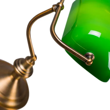 QAZQA Klassieke tafellamp/notarislamp brons met groen glas - Banker 3