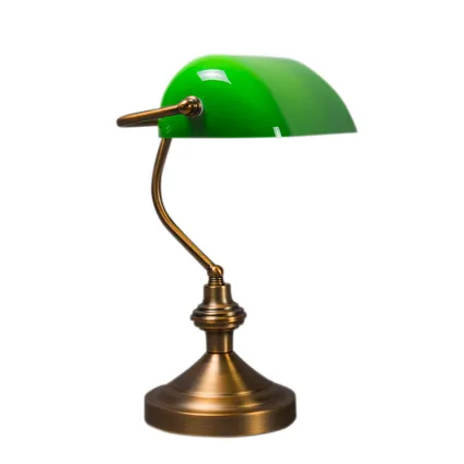 QAZQA Klassieke tafellamp/notarislamp brons met groen glas - Banker 5