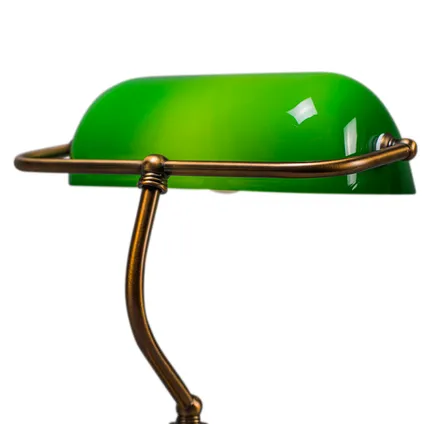 QAZQA Klassieke tafellamp/notarislamp brons met groen glas - Banker 6