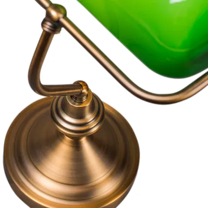 QAZQA Klassieke tafellamp/notarislamp brons met groen glas - Banker 7
