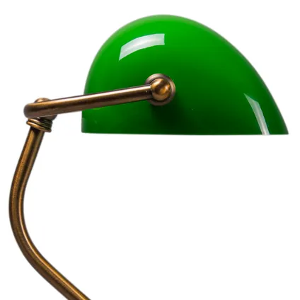QAZQA Klassieke tafellamp/notarislamp brons met groen glas - Banker 8