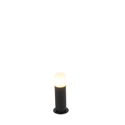 QAZQA Staande buitenlamp zwart met opaal kap wit 30 cm IP44 - Odense