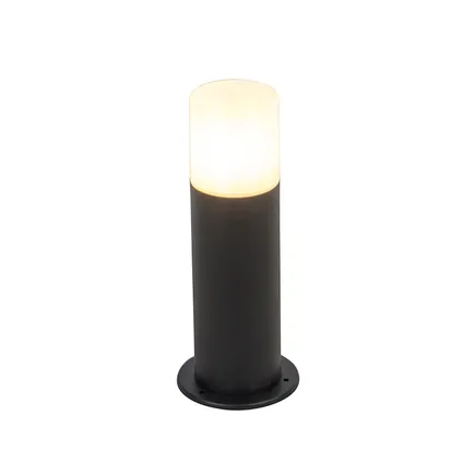 QAZQA Lampe d'extérieur sur pied noire avec abat-jour opale blanc 30 cm IP44 - Odense 2