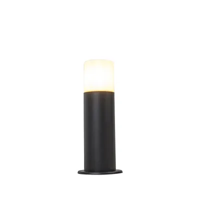 QAZQA Staande buitenlamp zwart met opaal kap wit 30 cm IP44 - Odense 8
