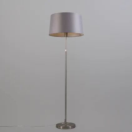 QAZQA Vloerlamp staal met kap grijs 45 cm verstelbaar - Parte 2