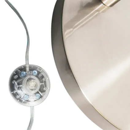 QAZQA Moderne booglamp staal met kap 50/50/25 wit verstelbaar 10