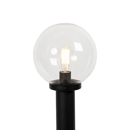 QAZQA Lampe d'extérieur sur pied noire avec sphère transparente 100 cm IP44 - Sfera 5