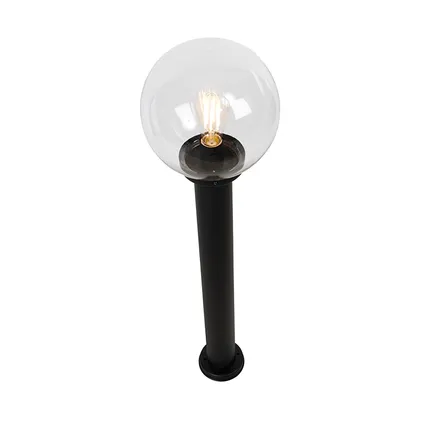 QAZQA Lampe d'extérieur sur pied noire avec sphère transparente 100 cm IP44 - Sfera 8