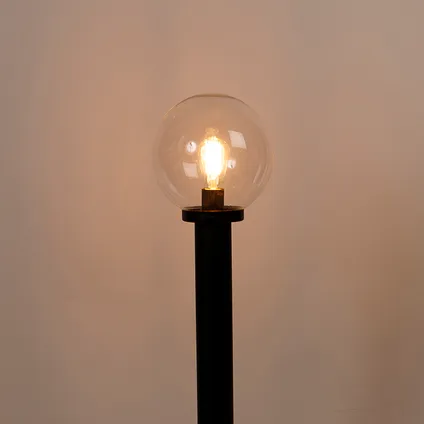 QAZQA Lampe d'extérieur sur pied noire avec sphère transparente 100 cm IP44 - Sfera 10