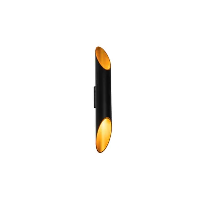 QAZQA Moderne wandlamp zwart met gouden binnenkant 5,6 cm - Organo 3