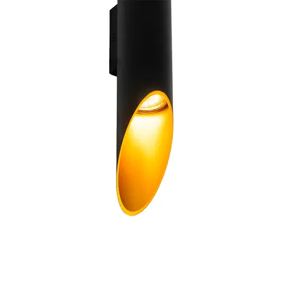 QAZQA Moderne wandlamp zwart met gouden binnenkant 5,6 cm - Organo 5