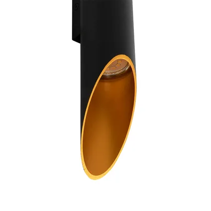 QAZQA Moderne wandlamp zwart met gouden binnenkant 5,6 cm - Organo 6