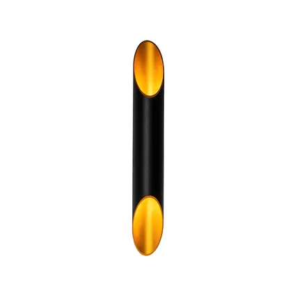 QAZQA Moderne wandlamp zwart met gouden binnenkant 5,6 cm - Organo 8