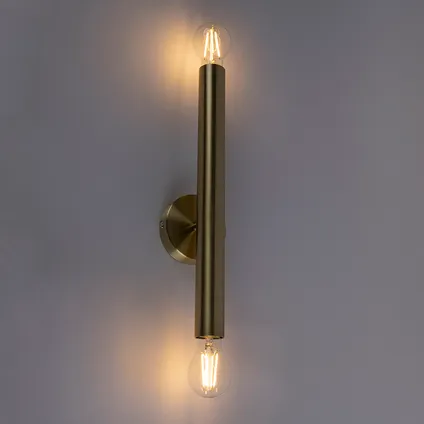QAZQA Vintage wandlamp goud 2-lichts -Tubi 10