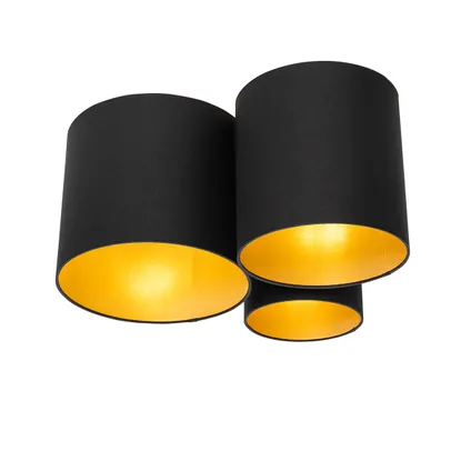 QAZQA Plafondlamp zwart met gouden binnenkant 3-lichts - Multidrum 6