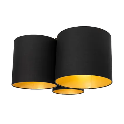 QAZQA Plafondlamp zwart met gouden binnenkant 3-lichts - Multidrum 7
