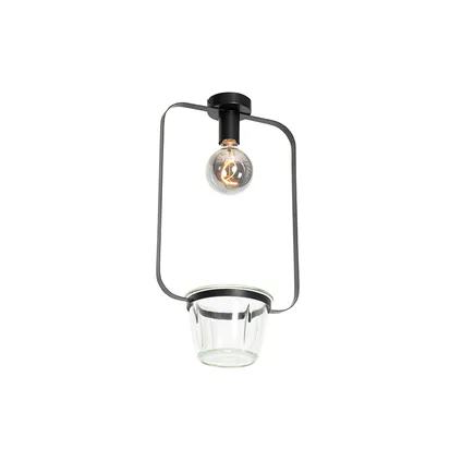 QAZQA Moderne plafondlamp zwart met glas rechthoekig - Roslini 8