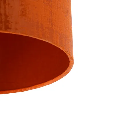 QAZQA Plafondlamp mat zwart velours kap rood 25 cm - Combi 2
