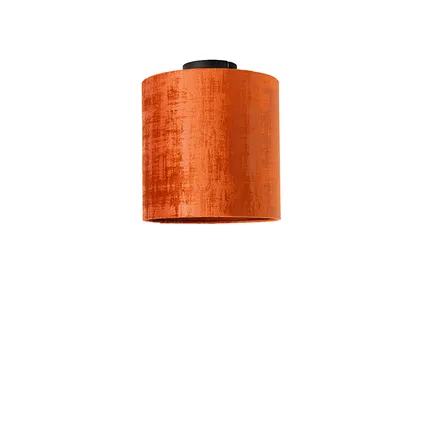 QAZQA Plafondlamp mat zwart velours kap rood 25 cm - Combi 10