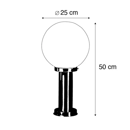 QAZQA Lampe d'extérieur acier inox 50 cm - Sfera avec broche de masse et gaine de câble 4