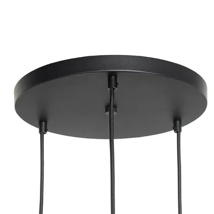 QAZQA Suspension Art Déco noire avec verre doré ronde 3 lumières - Pallon 9