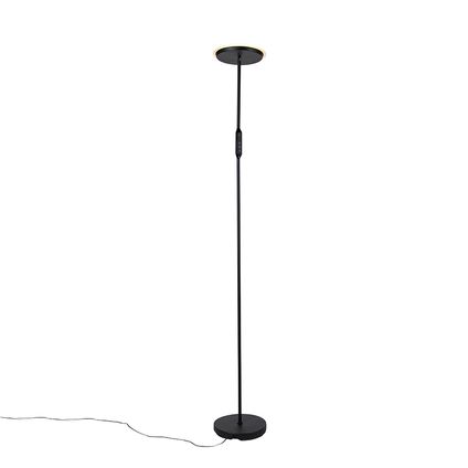 QAZQA Lampadaire moderne noir avec LED et variateur - Bumu