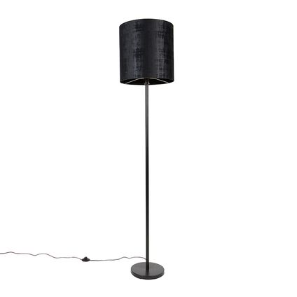 QAZQA Moderne vloerlamp zwart kap zwart 40 cm - Simplo