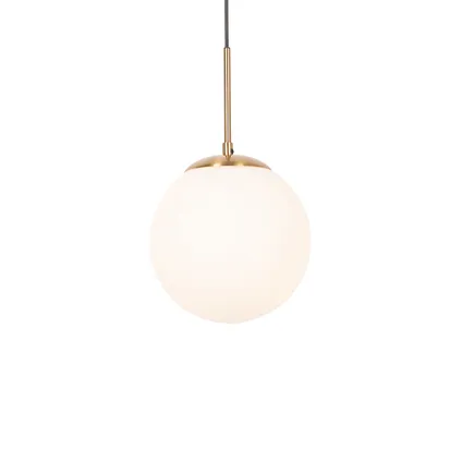 QAZQA Lampe à suspension Art Déco dorée avec verre opale - Flore 2
