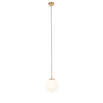 QAZQA Lampe à suspension Art Déco dorée avec verre opale - Flore 3