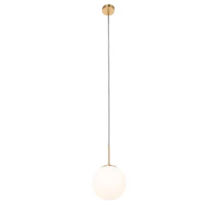 QAZQA Lampe à suspension Art Déco dorée avec verre opale - Flore 8