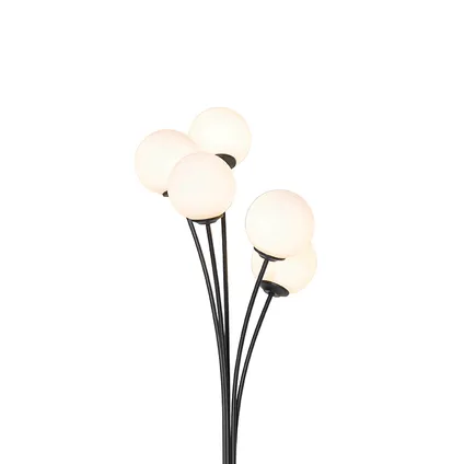 QAZQA Moderne vloerlamp zwart met opaal glas 5-lichts - Athens 3