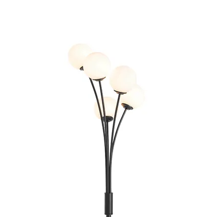 QAZQA Moderne vloerlamp zwart met opaal glas 5-lichts - Athens 6