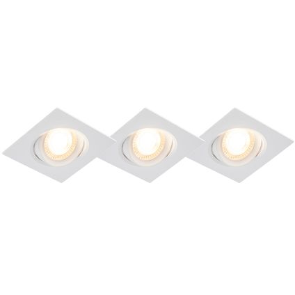 QAZQA Lot de 3 spots encastrables blanc avec LED dimmable en 3 étapes - Miu