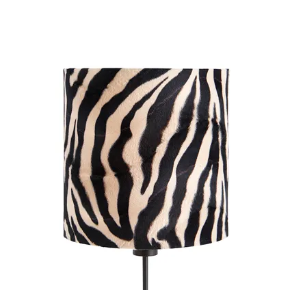 QAZQA Tafellamp zwart kap zebra dessin 25 cm verstelbaar - Parte 2
