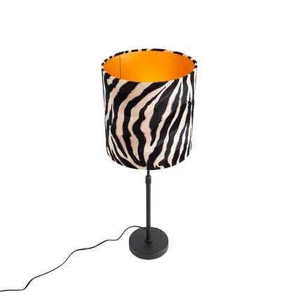 QAZQA Tafellamp zwart kap zebra dessin 25 cm verstelbaar - Parte 6