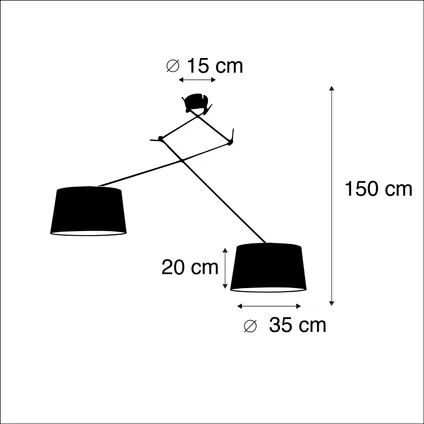 QAZQA Suspension avec abat-jour en lin taupe 35 cm - Blitz II noir 4