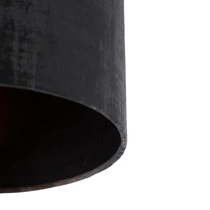 QAZQA Plafonnier abat-jour velours noir mat noir 25 cm - Combi 2