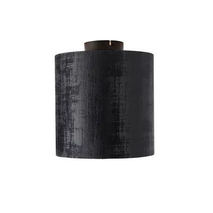 QAZQA Plafondlamp mat zwart velours kap zwart 25 cm - Combi 3