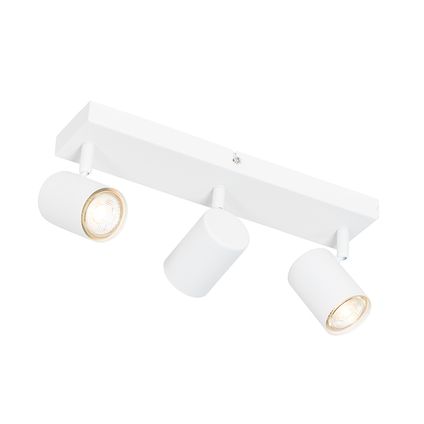 QAZQA Plafonnier moderne blanc 3 lumières orientable rectangulaire - Jeana